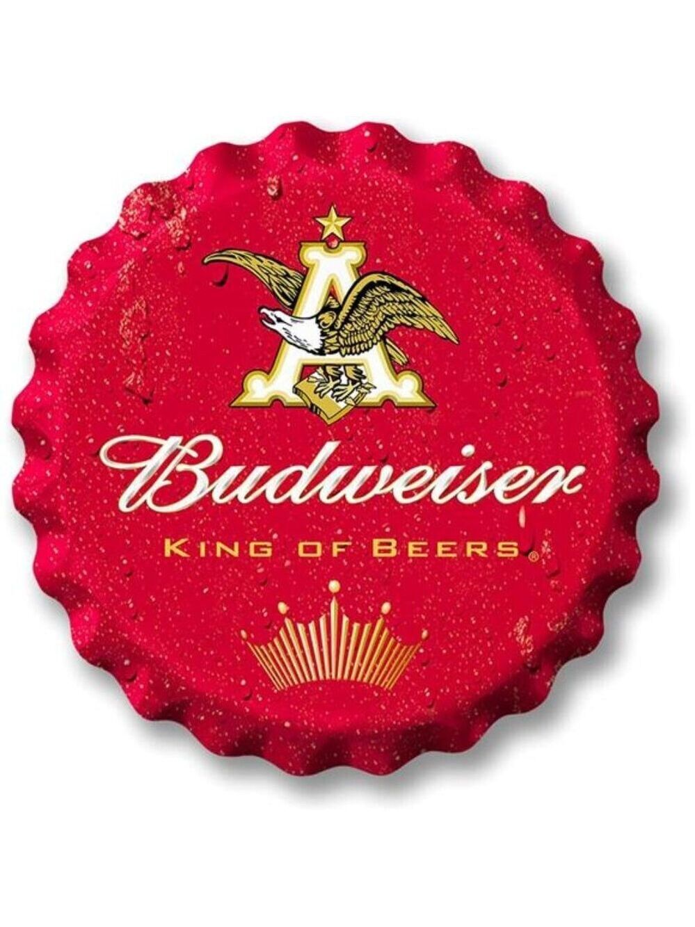 Budweiser Beer Metal Bottle Cap Sign Garage Shop Bar Man Cave Outdoor LARGE NW